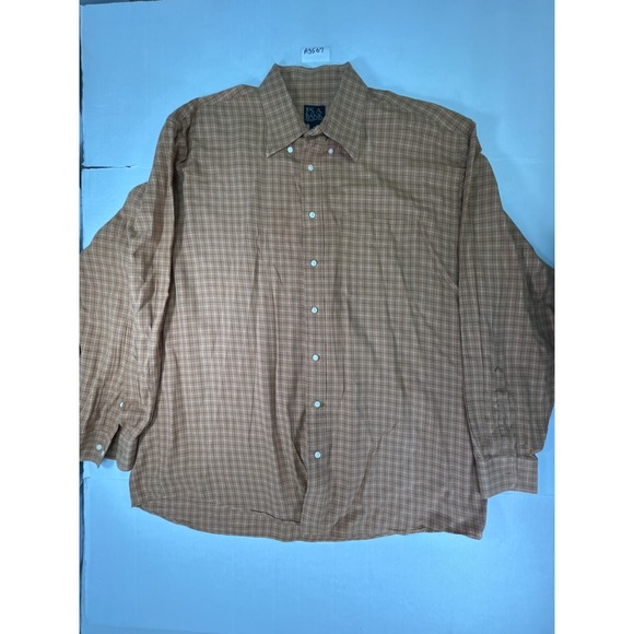 Jos. A. Bank check shirt Men's size‎ XL orange long-sleeve - Picture 1 of 4